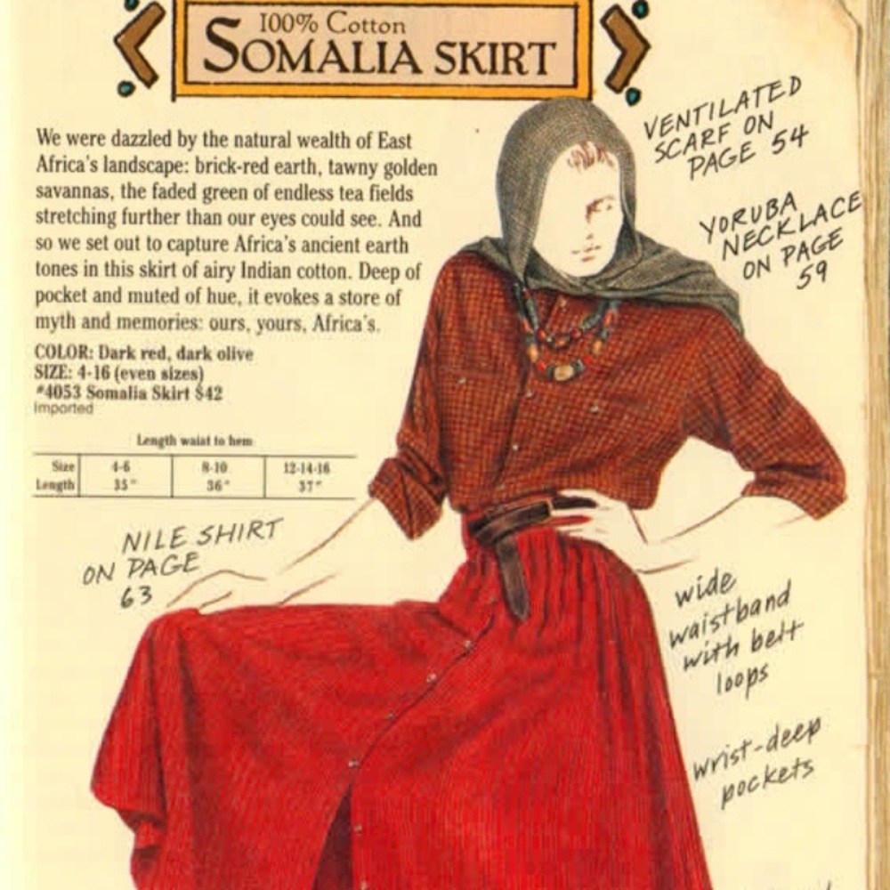 80’s Banana Republic deep red Somalia Skirt, vintage size 8